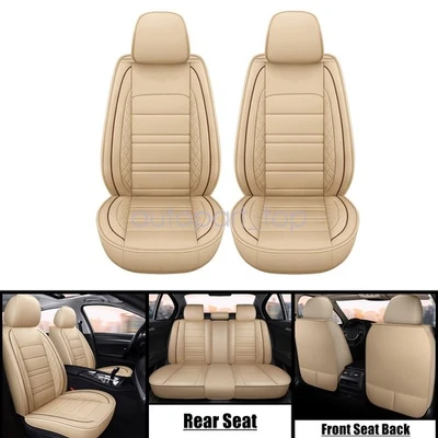 For Lexus RC 2015-2023 Car 5-Seat Covers Front & Rear Pad Faux Leather Beige - Image 1 of 4