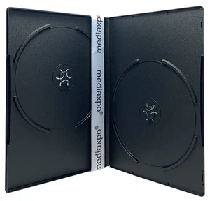 PREMIUM SLIM Black Double DVD Cases 7MM (100% New Material) Lot - Afbeelding 1 van 4