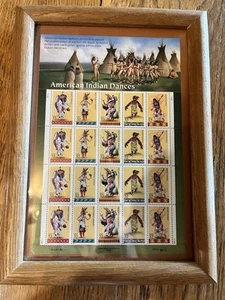 8X11 Wooden Framed 1995 American Indian Dancers Stamps Southwest Decor - Picture 1 of 4