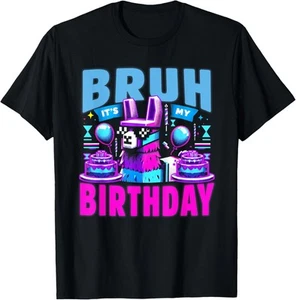 Bruh It's My Birthday Llama Funny Birthday Party Boys Girls T-Shirt Hoodie - Picture 1 of 9