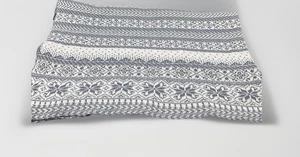Reversible Cozy Gray White Fair Isle Throw Blanket Made In Canada 63” X 66” - Picture 1 of 5
