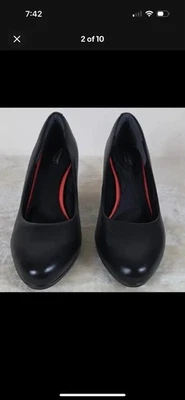 Zapatos de salón Rockport Total Motion para mujer de cuero negro tacones gruesos talla 7 Foto 1 de 4