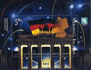 MARSHALL IS.2015 GERMANY UNIFICATION S/S MNH FLAGS, ARCHITECTURE