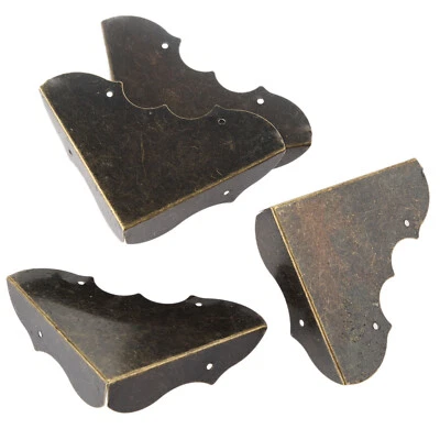 Protectores decorativos de protección de esquina de libro de metal vintage bronce antiguo 4 piezas Foto 1 de 4