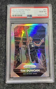 2015 Panini Prizm Tim Duncan Silver Prizm SP #51 PSA 10 Gem Mint Spurs - Picture 1 of 2