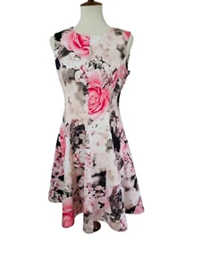 ¡NUEVO CON ETIQUETAS! Vestido para mujer Calvin Klein sin mangas diseño floral talla 6 rosa blanco coral - Imagen 1 de 17