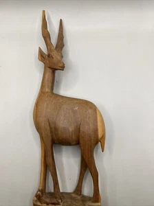 Vintage Hand-Carved Wooden Antelope/Gazelle 14” Tall - Picture 1 of 7