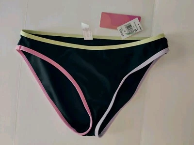 Summer Crush Black with Pink, Purple & Green Trim Women's Swim Bottoms Jrs M NWT - Image 1 of 4
