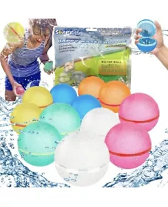 12 Pcs Reusable Water Balloons Bombs Splash Ball Quick Fill SelfSealing Silicone - Picture 1 of 1