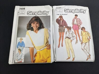 Uncut Vintage 80's Sewing Patterns Size Small XS Oversized Blouse Shirt Pants - Imagem 1 de 4