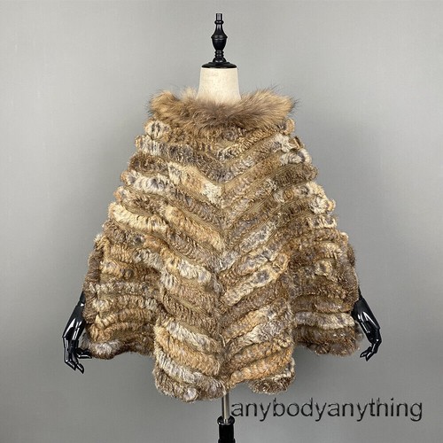 OFF WHITE Cappotto scialle donna invernale pelliccia di procione collo vera pelliccia di coniglio pelliccia intrecciata cappuccio