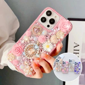 For iPhone 7/8/XR/11/12/13/14/15 Bling Sparkly Diamonds Girly Women Phone Case - Picture 1 of 22