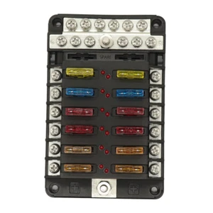 12 Way Blade Fuse Box & Bus Bar Car Kit Marine FuseBox Holder 12V/32V With Cover - Bild 1 von 6