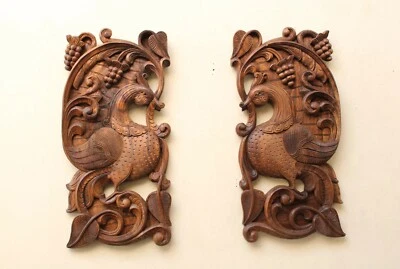 Escultura de pavo real decoración de pared vintage decoración del hogar estatua panel colgante de madera raro Foto 1 de 4