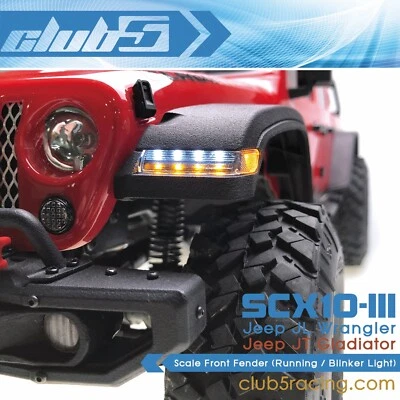 Guardabarros delantero (luces LED de doble color) para SCX10 III Jeep JL Wrangler/JT Gladiator Foto 1 de 4