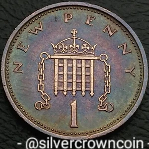 UK Great Britain 1 New Penny 1980. KM#915. One Cent coin. Elizabeth ll. Dark Pat - Picture 1 of 7