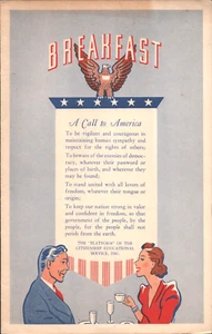 1947 HOTEL NEW YORKER vintage patriotic wartime breakfast menu NEW YORK CITY - Picture 1 of 2