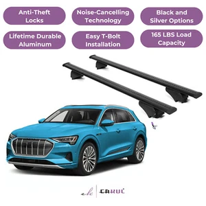 ERKUL Roof Rack Cross Bars for Audi e-tron 2019-2023 with Flush Rails - Black - Picture 1 of 7