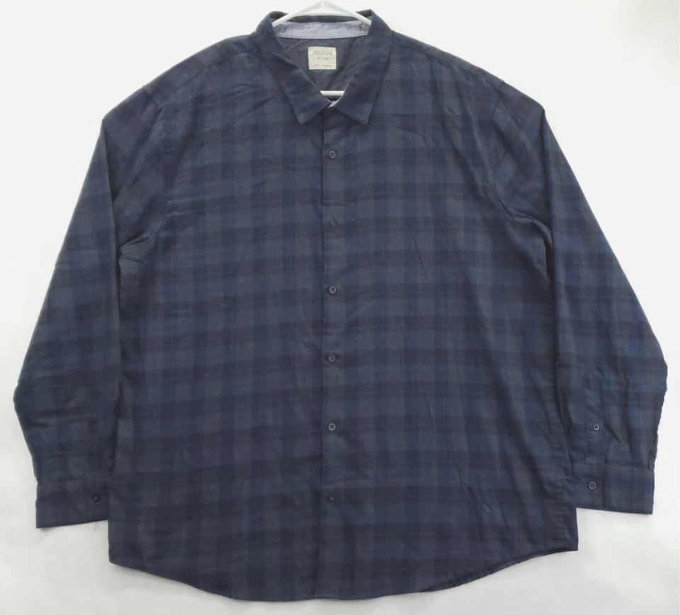 Method Shirt Mens XX-Large Blue Gray Plaid Cotton Long Sleeve Classic Button-Up - Image 1 of 4