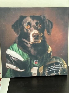 Dog Canvas Wall Art Football Star 12 X 12 - Picture 1 of 4