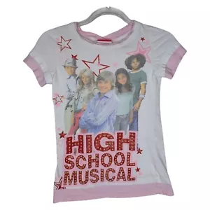 Disney High School Musical Mädchen Shirt Small Zac Efron Film Besetzung rosa weiß Y2K - Bild 1 von 15