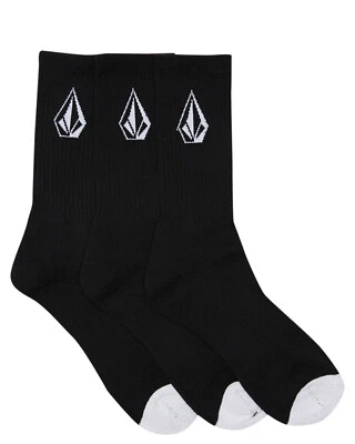 Volcom New Black Full Stone Socks 3 PACK size 9-12 Aus Seller Skateboard Kingpin - Image 1 of 3