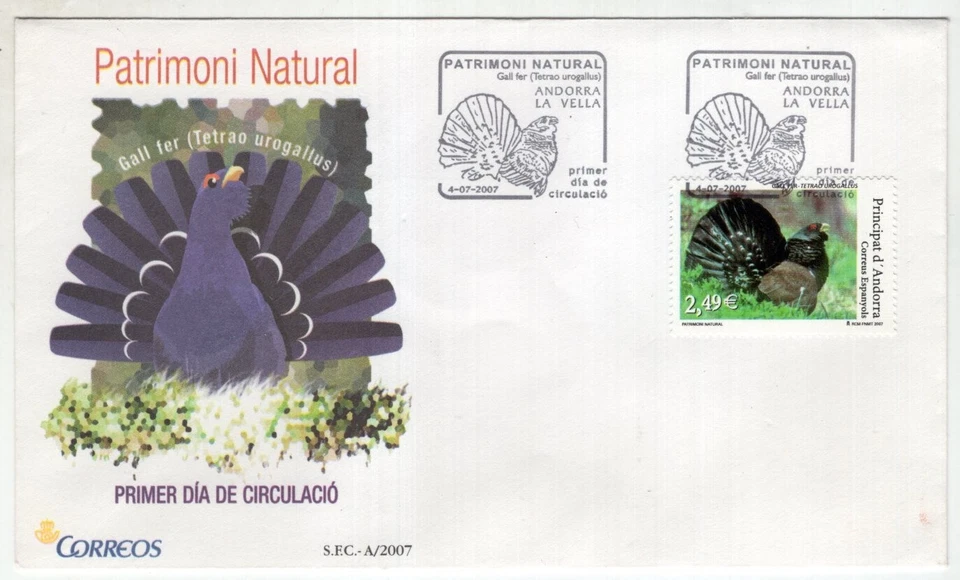 ANDORRA, OFFICE IN SPAIN, FAUNA, 2007, FDC - Image 1 of 1