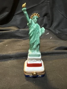 limoges peint main trinket box Statue Of Liberty 4 1/2 In - Picture 1 of 8