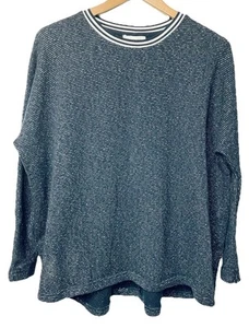 Pumpkin Patch Maternity Jumper Sz 12 - Navy W/ Silver Glitter Yarn Pin Stripe - Picture 1 of 4