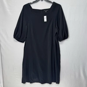 Abito Banana Republic XL nero scollo quadrato manica a sbuffo vestito a tubino nuovo con etichette - Foto 1 di 13