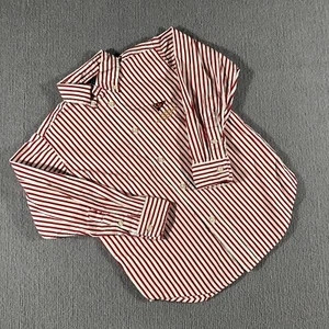 Ralph Lauren Red Stripe Button Down Long Sleeve Polo Shirt Youth Size 6 Cotton - Picture 1 of 8