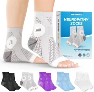 Braceability Neuropathy Socks (Pair) - Peripheral Neuritis Compression Diabetic - Picture 1 of 12