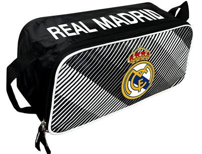 Icon Sports Real Madrid Shoe Bag Black White Stripes Official Licensed Boot Bag - Image 1 of 4