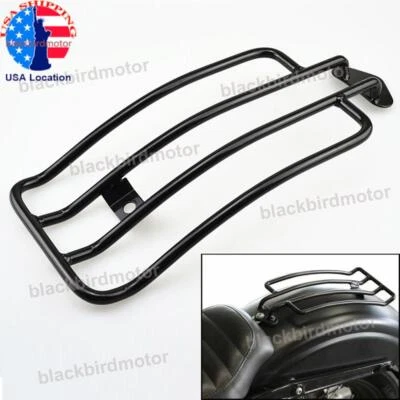 For Harley Sportster XL 883 1200 Black Steel Fender Rear Solo Seat Luggage Rack - Image 1 of 4