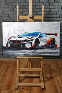 Large original acrylic painting iconic car BMW M8 unique from the artist - Picture 1 of 14
