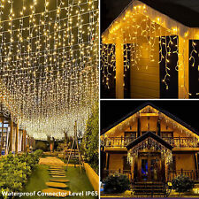 Warm White LED Fairy Icicle String Curtain Lights Outdoor Xmas+ Memory Function