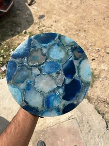 12 inch Blue Agate Round Tray, Agate Tray, Agate Kitchen Decor, Agate Decor - Picture 1 of 2