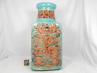 Rare 70s Bodo Mans Design Bay Keramik Vase 96 45  turquoise & red color combi
