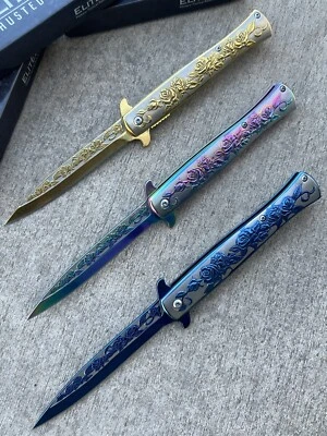 (LOTE AL POR MAYOR x 9) Navaja de Bolsillo ElitEdge S. Acero Repujado Rose Spring - A119 Foto 1 de 4