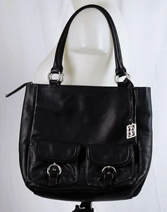 Giani Bernini Black Leather Satchel Shoulder Bag Purse - Picture 1 of 2