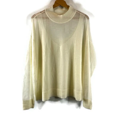 NY&C Womens Ivory Cream Pullover Sweater Sheer Wool Round Neck Long Sleeve XXL - Image 1 of 4