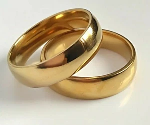 1Paar Edelstahl Ringe 6mm Gold Trauringe Verlobung 💍Hochzeit inkl. Schatulle 🎁 - Bild 1 von 3
