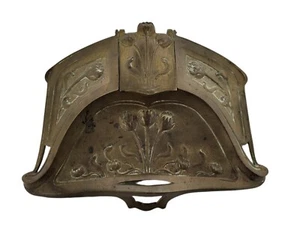 VICTORIAN Antique ART NOUVEAU Brass Floral TULIP Flower Desk INKWELL & Pen Stand - Picture 1 of 8