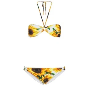 DOLCE & GABBANA Yellow Sunflower Bikini Swimwear Swimsuit Beachwear 4IT UK12 L - Picture 1 of 5