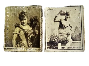 rISQUE LADY ANTIQUE TOBACCO ADVERTISING CARD ACTRESS CARMEN 2 POSES VTG neocurio - Picture 1 of 8