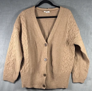 Haven Well Within Knopfleiste V-Ausschnitt Wollmischung Zopfmuster Pullover US Damen L/XL - Bild 1 von 6