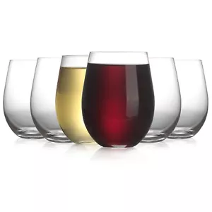 Stemless Wine Glass, Red & White 18oz Stemless Wine Glass Set of 6, Drink Glass - Picture 1 of 7