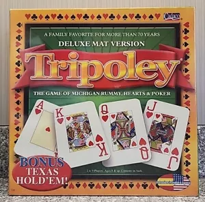 Triopoly Deluxe Mat Game Ver Michigan Rummy Hearts Poker 124 2005 Cadaco Sealed - Picture 1 of 6