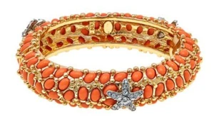  KJL by Kenneth Jay Lane "Whimsy Starfish" Bangle Bracelet S/M ADORABLE & FUN! - Picture 1 of 12