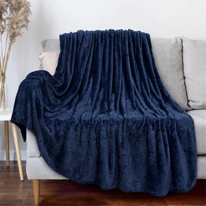 Fleece Blanket Super Soft Lightweight Throw for Bed Couch Sofa Waffle Texture - Picture 1 of 104